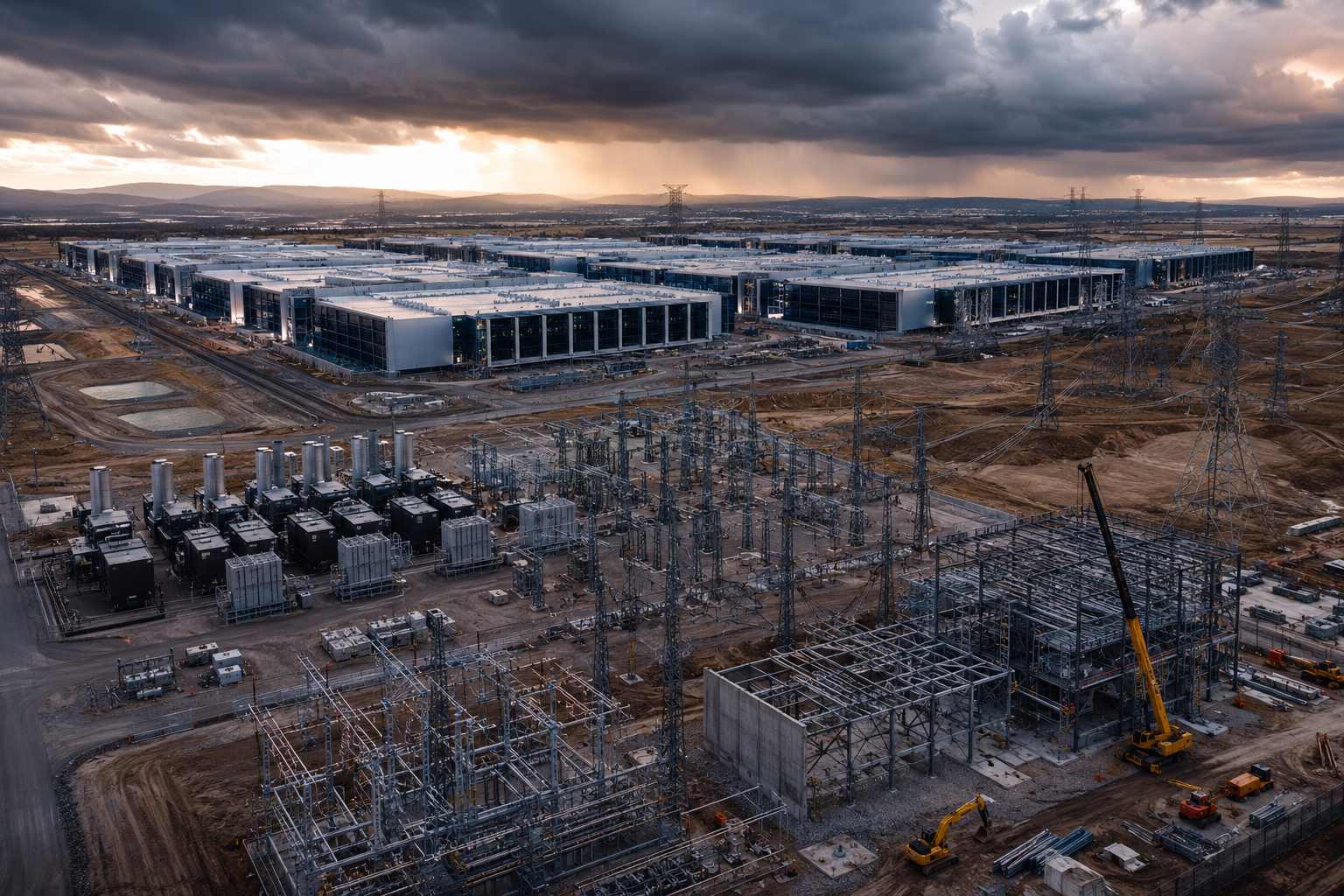 Industrial Power Complex Under Stormy Skies Industrial Power Complex Under Stormy Skies