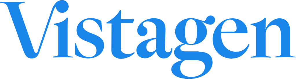 Vistagen Logo Vistagen Logo in blue and white plain text